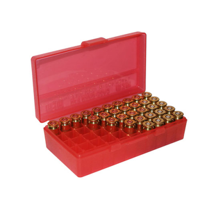 MTM Flip-Top 38 - 357 50 Round Clear Red Ammo Box (P50-38-29)