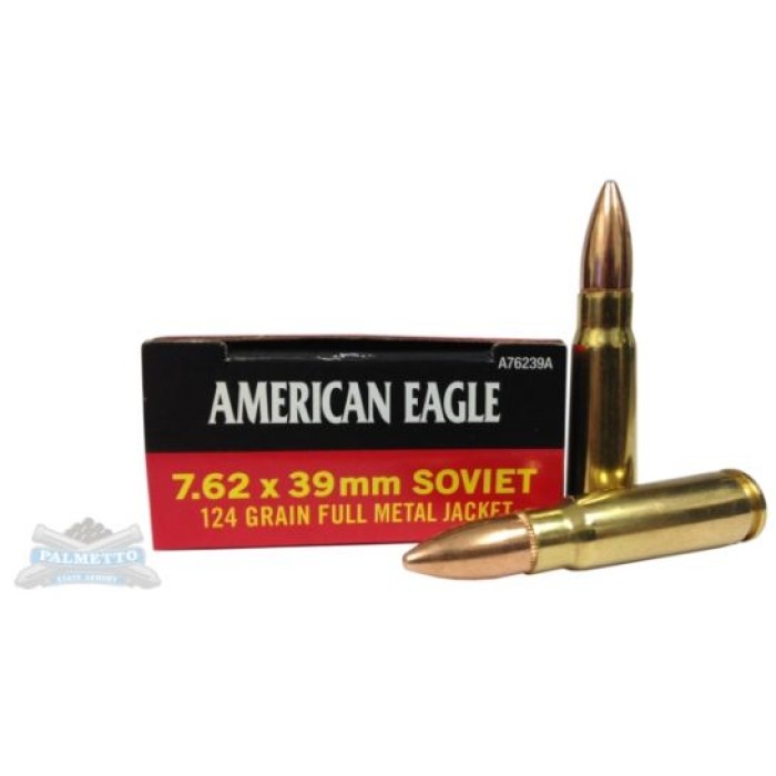 American Eagle 7.62x39mm 124gr FMJ Ammunition 20rds - AE76239A