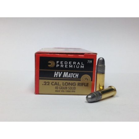 Federal 22 Long Rifle 40gr Solid Gold Medal Ammunition 50rds - 719