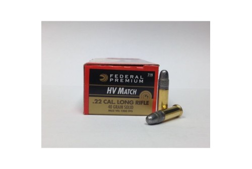 Federal 22 Long Rifle 40gr Solid Gold Medal Ammunition 50rds - 719