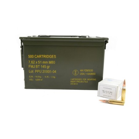 PPU 145 gr FMJBT 7.62x51 Ammunition 500 Round Ammo Can - PPRM762M