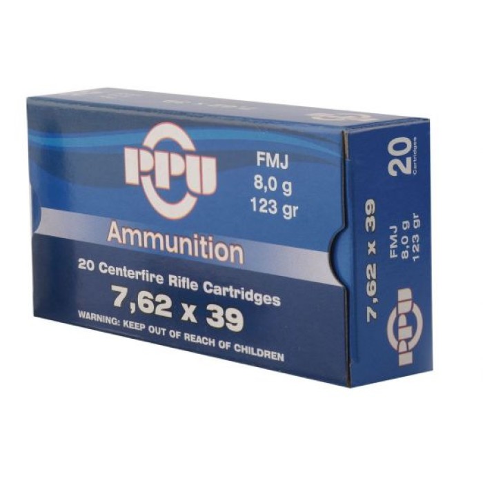 PRVI Partizan 7.62x39mm 123gr FMJ Ammunition 20rds - PP76239F