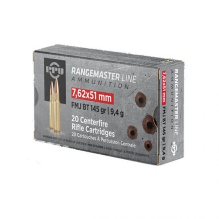 PPU Rangemaster 145 gr FMJBT 7.62x51 Ammunition 20 Rounds - PPRM762