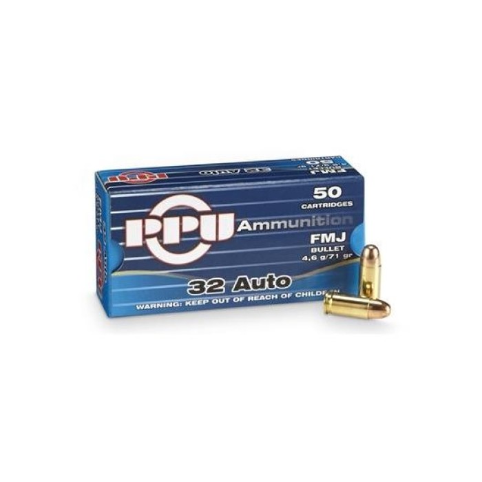 Prvi Partizan .32 Auto FMJ 71 gr 50 Rounds Ammunition - PPH32AF