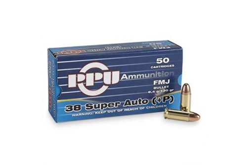 Prvi Partizan .38 Super Auto FMJ 130 gr +P 50 Rounds Ammunition - PPH38SU