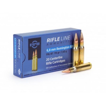 PPU, 6.8mm Remington SPC, FMJ-BT, 115 Grain, 20 Rounds