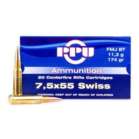 Ppu Ammo 7.5x55 Swiss - 174gr. Fmj 20-pack