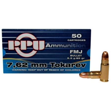 Prvi Partizan 7.62 Tokarev FMJ 85 gr 50 Rounds Ammunition - PPH7TF