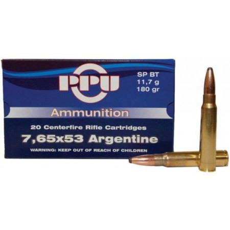 PPU, 7.65x53mm Mauser, SP, 180 Grain, 20 Rounds