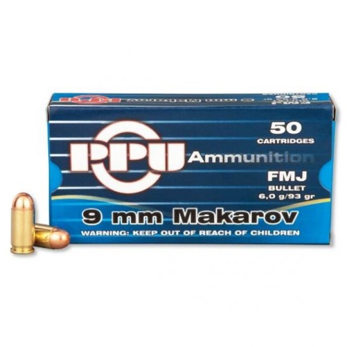 PRVI Partizan 9X18 Makarov 93gr FMJ Ammunition 50rds - PP-R9.4