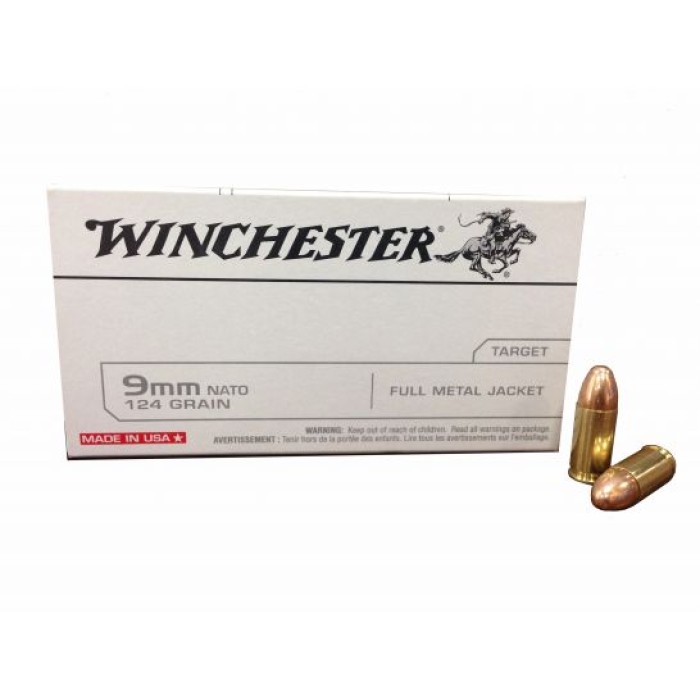 Winchester USA 9mm NATO 124gr FMJ Ammunition 50rds - Q4318