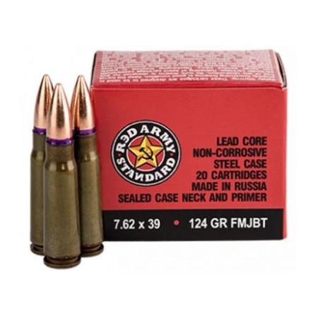 Red Army Standard Copper Jacket 7.62 X 39 124 Grain 20-Rounds FMJ