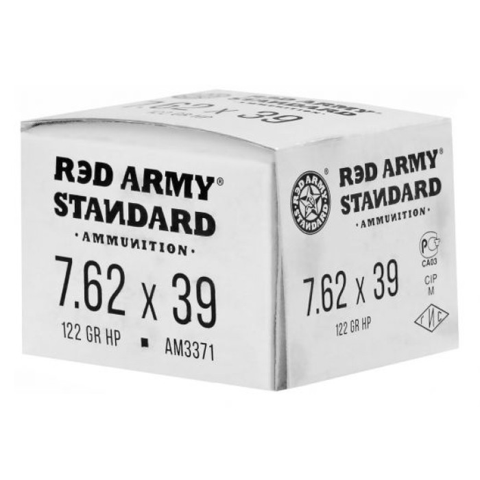 Red Army Standard Centerfire Rifle 122 gr HP Steel Cased 7.62x39 Ammunition, 20 Rounds - AM3371