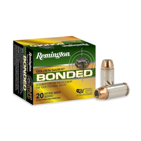 Remington Golden Saber 40 S&W 165 Grain Brass Jacketed Hollow Point Bonded, 20 Round Box