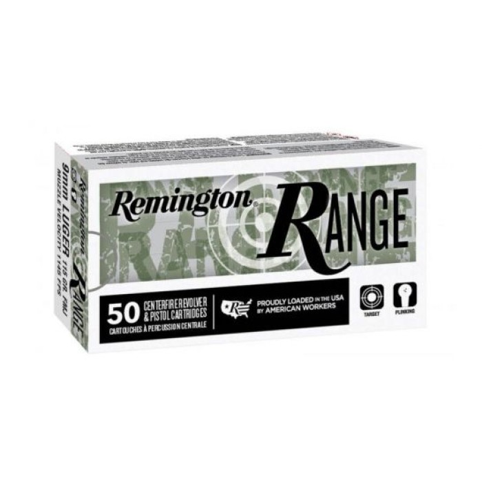 Remington Range 9mm 115 gr FMJ Ammunition, 50 Rounds - 28564