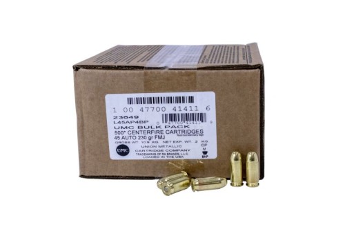 Remington UMC 230 gr FMJ 45 ACP Ammunition, 500 Rounds - 23649