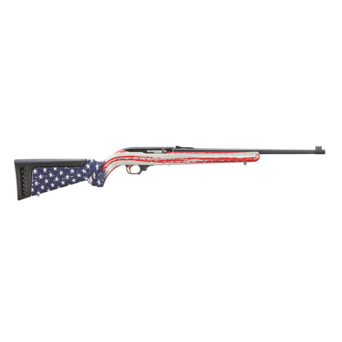 Ruger 31207 10/22 22 LR 10rd 18.50" Satin Black American Flag Camo Synthetic Stock