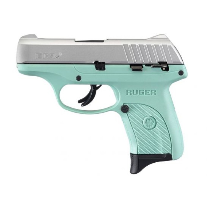 Ruger EC9S 9mm Pistol, Turquoise and Stainless Steel - 13200