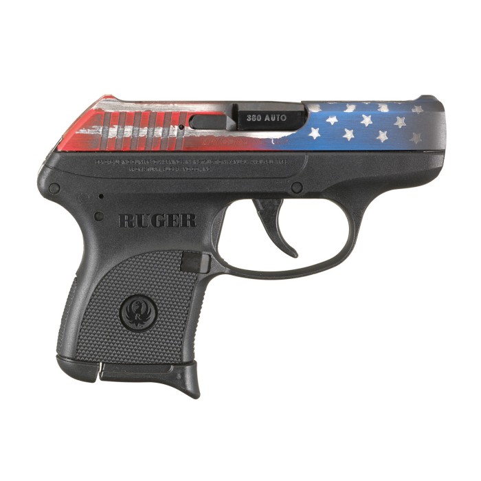 Ruger LCP, Semi-automatci Pistol, Centerfire, 380ACP, 2.75" Barrel, American Flag Slide Finish, Alloy Steel Slide, Nylon Frame, Integral Sights, 6Rd