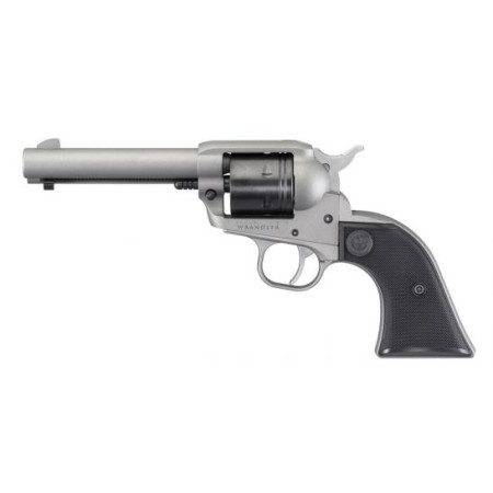 Ruger 2003 Wrangler 22 LR 6rd 4.62" Silver Cerkoate Aluminum Checkered Black Polymer Grip