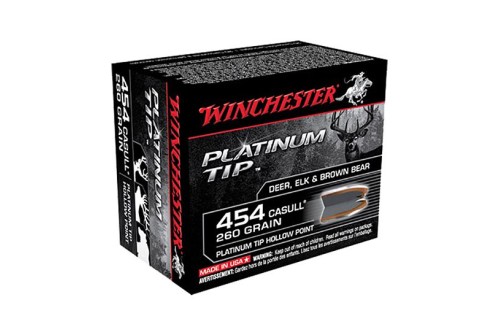 Winchester PLATINUM TIP HOLLOW POINT .454 Casull 260 grain Platinum Tip Hollow Point Centerfire Pistol Ammo, 20 Rounds, S454PTHP