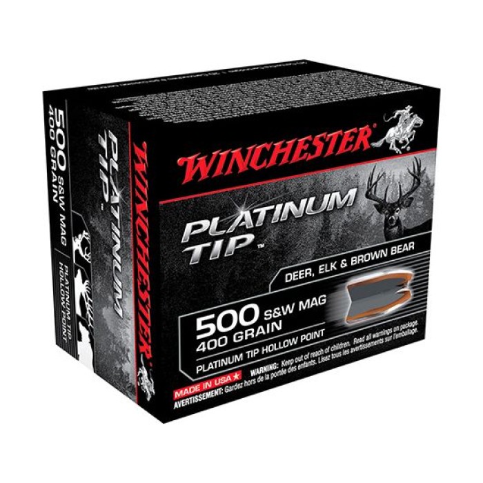 Winchester 500 S&W Magnum 400gr Platinum Tip HP Ammunition 20rds - S500PTHP