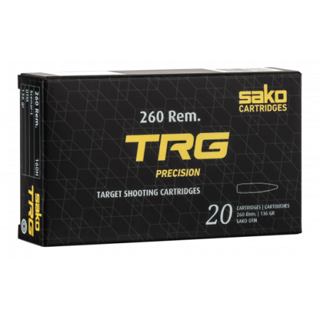 Sako TRG Precision 260 Rem Ammo 136 grain Open Tip Match Box of 20 Rounds