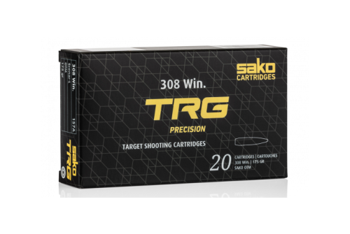 Sako TRG Precision Boat Tail Hollow Point 308 Winchester 175gr Ammo 20 Round Box - Brass Casing