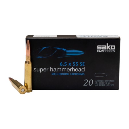 Sako Super Hammerhead 6.5x55mm SE, 140gr, Bonded Soft Point, 20rd Box