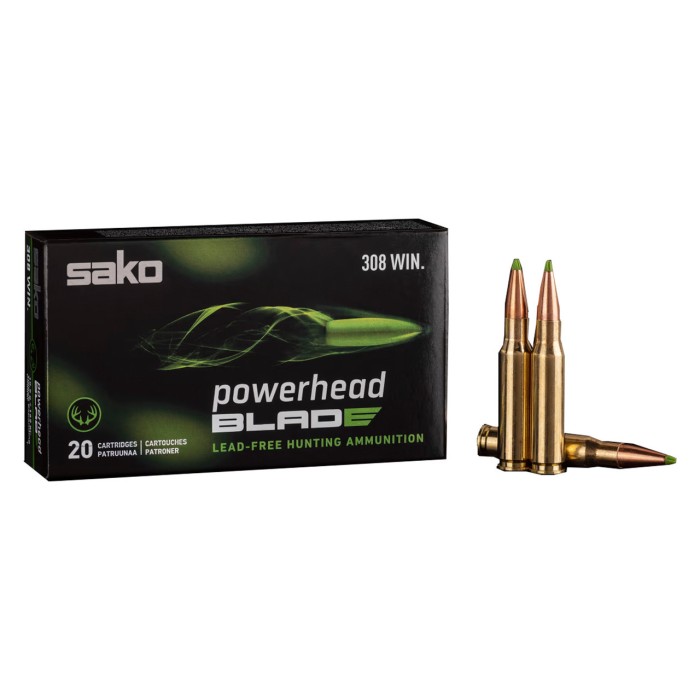 Sako Powerhead Blade 308 Winchester Ammo 162 Grain Lead Free 20/10