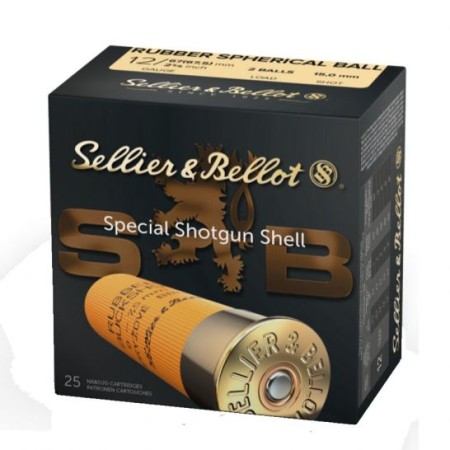 Sellier & Bellot 12ga 2 3/4" Rubber Ball Shotsell Ammunition 25rds SB12RBB