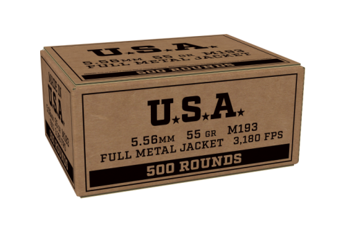 Winchester SGM193500 5.56x45mm NATO M193 Ammo 55 Grain FMJ 500 Rounds