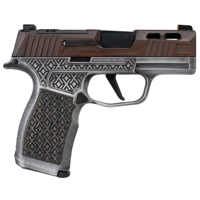 Shark Coast Tactical Sig P365X Debacle 9mm, 3.1" Barrel, Battleworn Gray Frame, Bronze Slide, 12rd