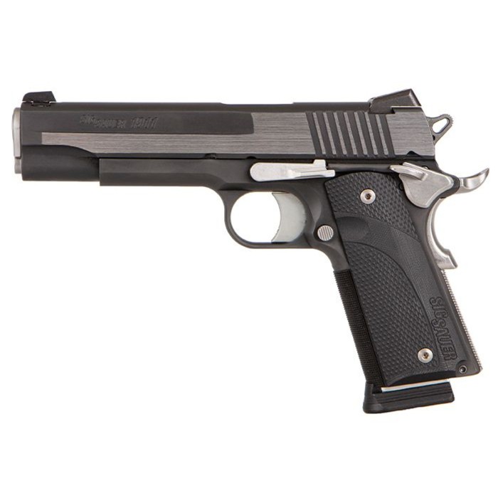 Sig Sauer, 1911 Equinox, Semi-automatic, 1911, Full Size, 45 ACP, 5" Barrel, Aluminum Frame, Black and Silver Color, Right Hand, Manual Safety, Siglite Night Sights, 8Rd, 2 Magazines