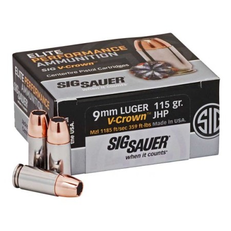 Sig Sauer Elite V-crown, Sig E9mma1-50     9mm     115 Jhp Vcrwn 50/box