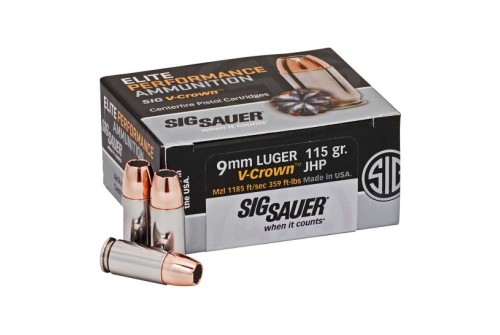 Sig Sauer Elite V-crown, Sig E9mma1-50     9mm     115 Jhp Vcrwn 50/box