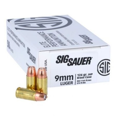 Sig Sauer 124 gr JHP 9mm Ammunition, 50 Rounds - 51655120301