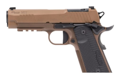 Sig Sauer 1911XCA45CXR3 1911 XCarry 45 ACP 8rd 5.75" Black DLC Coyote PVD Optic Ready Stainless Steel Slide Coyote PVD Black G10 Grip