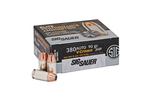 SIG Sauer Elite V-Crown .380 Auto Ammo 90 Grain JHP 20rds - E380A1-365-20