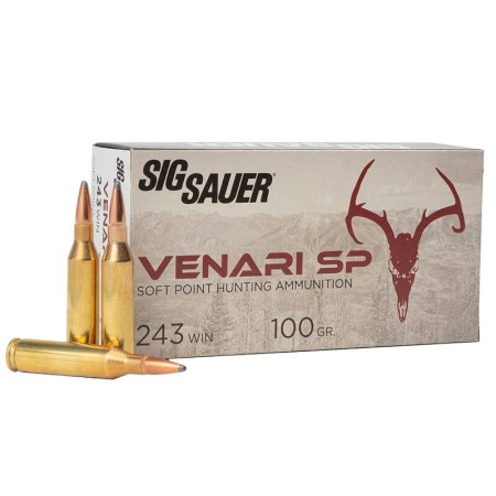 Sig Sauer V243SP100-20 Venari 243 Win 100 Gr Soft Point SP 20 Bx/10 Cs