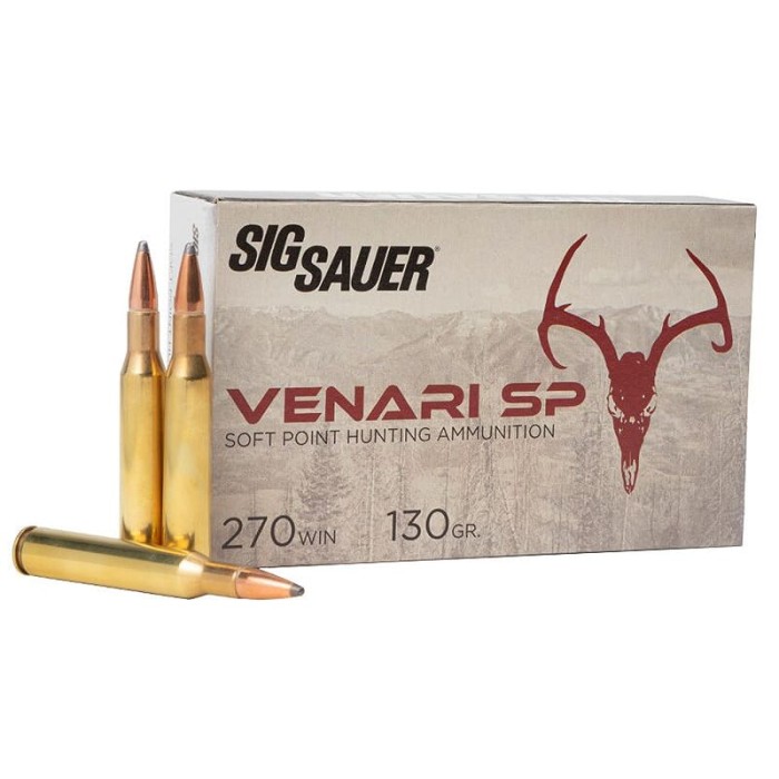 Sig Sauer V270SP130-20 Venari 270 Win 130 Gr Soft Point SP 20 Bx/10 Cs