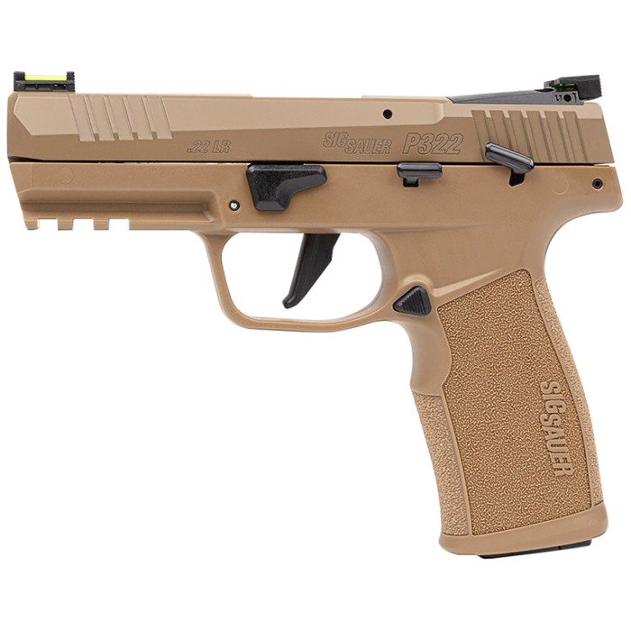 Sig Sauer 322C Tac Pac, 4" Barrel, Adjustable Sights, Coyote Tan, 20rd