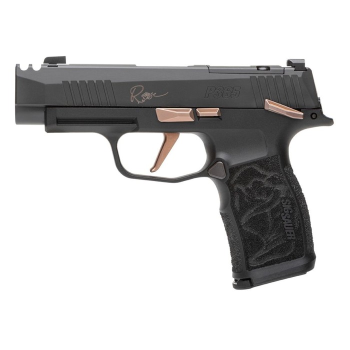 Sig P365XL Rose 9mm, 3.1" Barrel, Compensated Slide, Rose Gold, Grip Engraving, 12rd