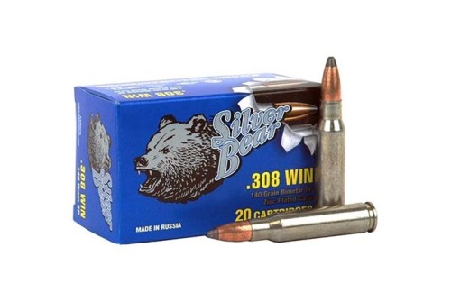 Silver Bear Bear Ammo .308 Win. 140Gr. SP Zinc Coated 20-Pack A308SPN