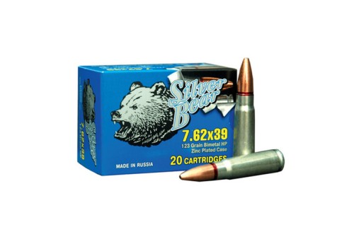 Silver Bear 7.62x39 123gr. Jhp - Zinc-plated 500 Round Case