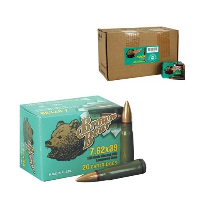 BEAR GOLDEN 7.62X39 HP 123GR 500RDS/CASE - Brass Plated Steel Casing