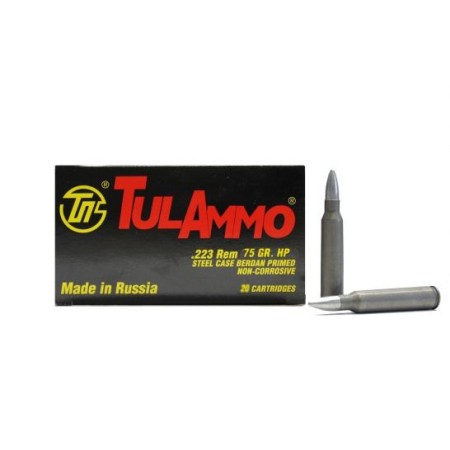 Tula 223 Remington 75gr HP Steel Cased Ammunition 20rds - TA223675