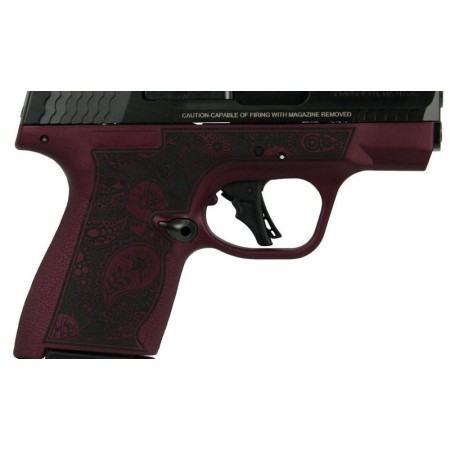 S&W M&P Shield Plus Custom Engraved Paisley Black Cherry Frame Handgun 9Mm Luger 10Rd/13Rd Magazines 3.1" Barrel NO Thumb Safety SW13248PBC