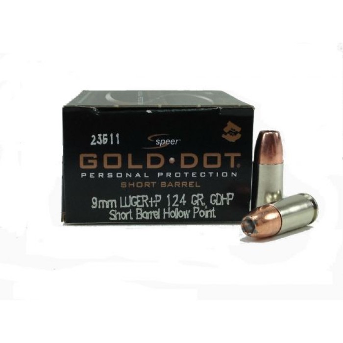 Speer 9mm+P 124gr Gold Dot (Short Barrel) Ammunition 20rds - 23611