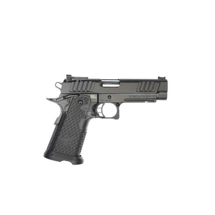 Staccato P 9mm, 4.4" Bull Barrel, SS Barrel, Dawson Precision FO Front, DLC, 20rd